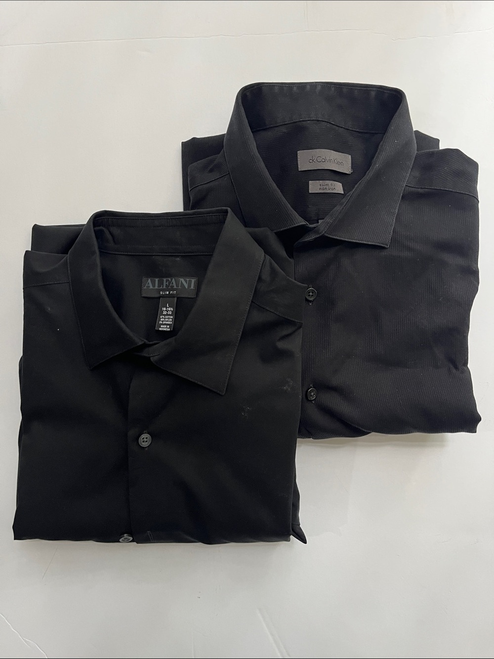 Calvin Klein and Alfani Black Dress shirt 2 pack